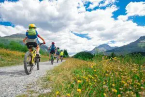 Group of children during a bike ride
