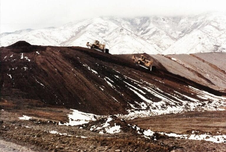 trucks grading land
