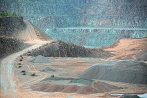 view into an open pit mine. quarry. mining industry.