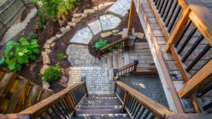 a stairway going down to an exterior basement door