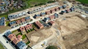 Aerial view of a land development site