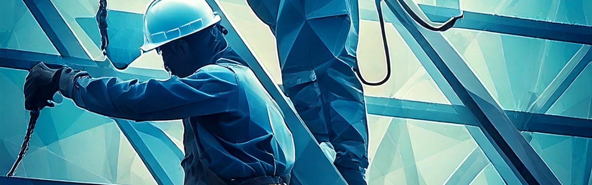Firefly a low-poly geometric portrait photo of a construction scence with worker working on a steel Firefly a low-poly geometric portrait photo of a construction scence with worker working on a steel